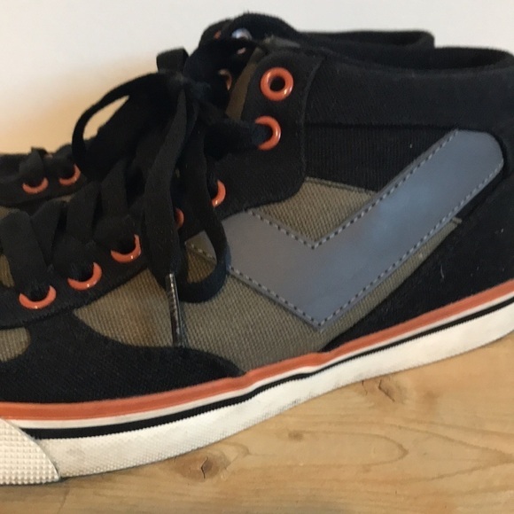 Pony Madison skateboard shoes sneakers black gray orange size 7.5 - Picture 2 of 10